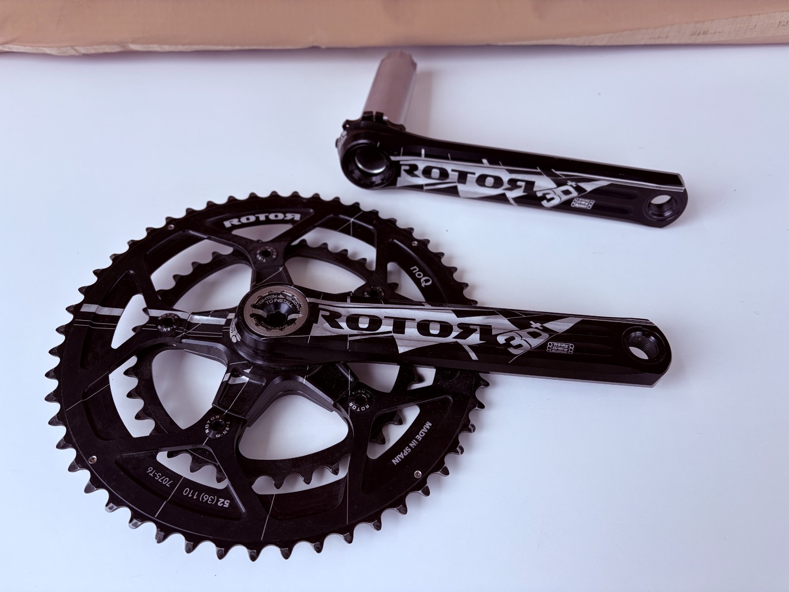 Rotor 3D+ Road Crankset 52/39T 175mm Cranks 30mm Spindle - Rotor Rings