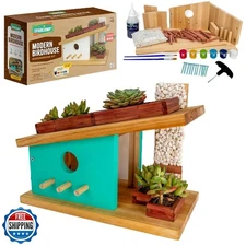 SparkJump Modern Birdhouse Woodworking Kit, Complete DIY Birdhous