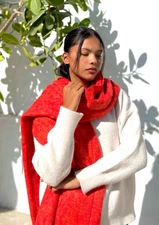 Himalayan Yak Wool Yoga Blanket Shawl Rust Mix Orange