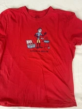 LIFE IS GOOD red "Chillin & Grillin" Crusher Tee Classic Fit Tshirt Men's L