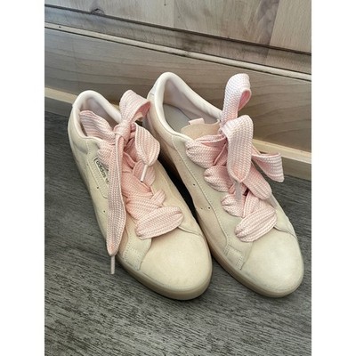 Adidas Sleek W Cream Suede Pink Ribbon Lace Sneakers Womens 11