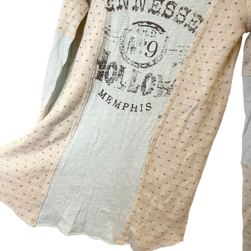 Free People Tennessee Hollow Memphis Mixed Media Graphic Long Sleeve Thin Top S - Picture 3 of 6
