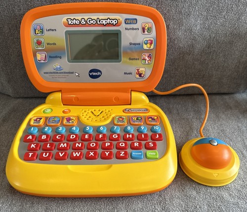 Vtech Tote & Go Laptop Web Orange & Yellow Corded Mouse Tested Works