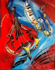 JAZZ  Abstract Modern Original Oil Painting  CANVAS BY KAZAV DDJU-8
