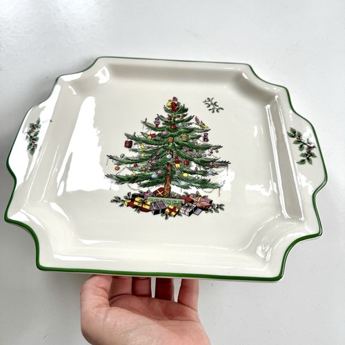 Spode Christmas Tree Square Handled Platter 12 1/2” New In Box - Picture 7 of 9