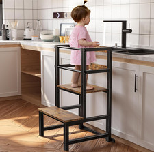 Kitchen Step Stool for Toddlers, Height Adjustable Toddler Tower with Safety Rai