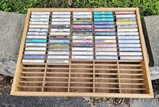 Vintage Napa Valley 100 Cassette Tape Wood Storage Rack  67 Tapes Wall Mount