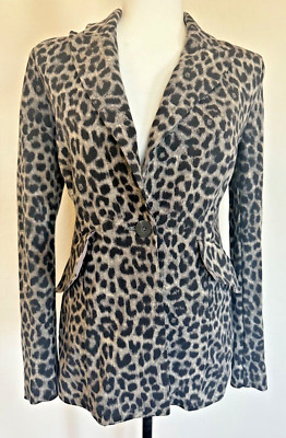 ジャケット・アウター papaiya Cabi #3373 Jungle Leopard Blazer Size 0 Jacket Coat Ponte Stretch