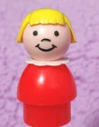 VINTAGE 70'S 80S FISHER PRICE LITTLE PEOPLE RED FAMILY CHILD GIRL LACE FIGURE A+