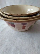 Home Trends Tropical Hibiscus Multi Color Bamboo Edge Stacking Bowls