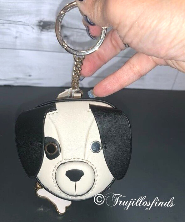 Kate Spade Claude Dog Smooth Leather Coin Purse Bag Charm Keychain