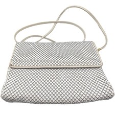 Vintage Whiting and Davis White Mesh Envelope Bag with Shoulder Crossbody Strap