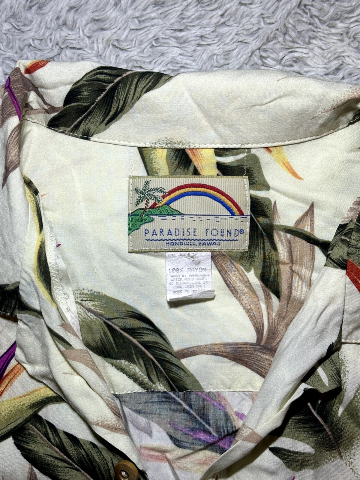 Vintage Paradise Found Extra Large XL Floral Hawaiian Shirt Short Sleeve