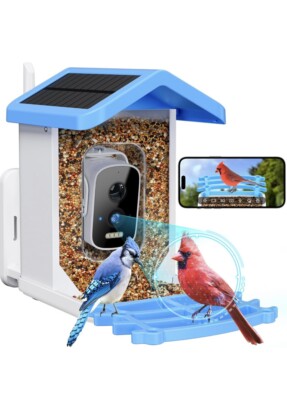 WiFi Smart Bird Feeder with 1080HD Camera and AI Recognition Wide Angle Lens NEW
