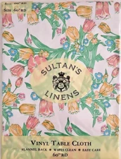 SULTAN'S LINENS 60"RD Floral Vinyl Flannel Back Table Cloth