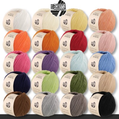 Lana Grossa 5 x 50 g Summer Softness Schlaugarn Wolle Baumwolle 20 Farben