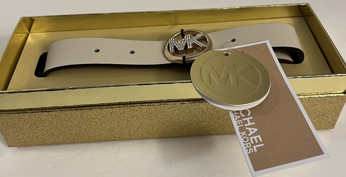Michael Kors Belt LT CREAM 25MM PAVE LOGO IN BOX Size L/XL  display picture 2