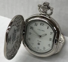 NEW Colibri Quartz Silver Pocket Watch Model #PWQ092008C