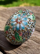 Vintage Chinese  Floral Cloisonné Egg