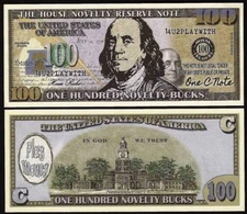One Hundred Novelty Bucks, Play Money Dollar Novelty Note - Lot of 2 Bills