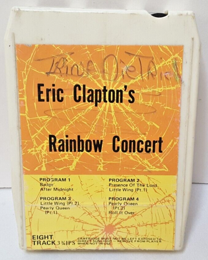 Eric Clapton “Rainbow Concert”, 8 Track Tape, Unusual Yellow