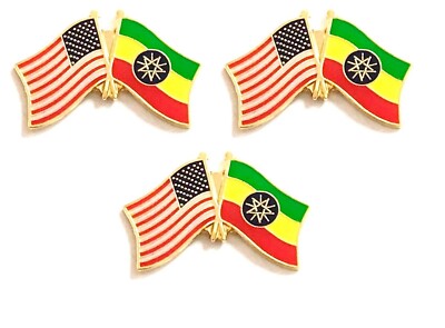 Pack of 3 International Flag & US Crossed Double Flag Lapel Pins
