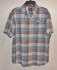 Grizzly Mountain Shirt Men's COTTON Blue Plaid Short Sleeve Button Down - Sz XL