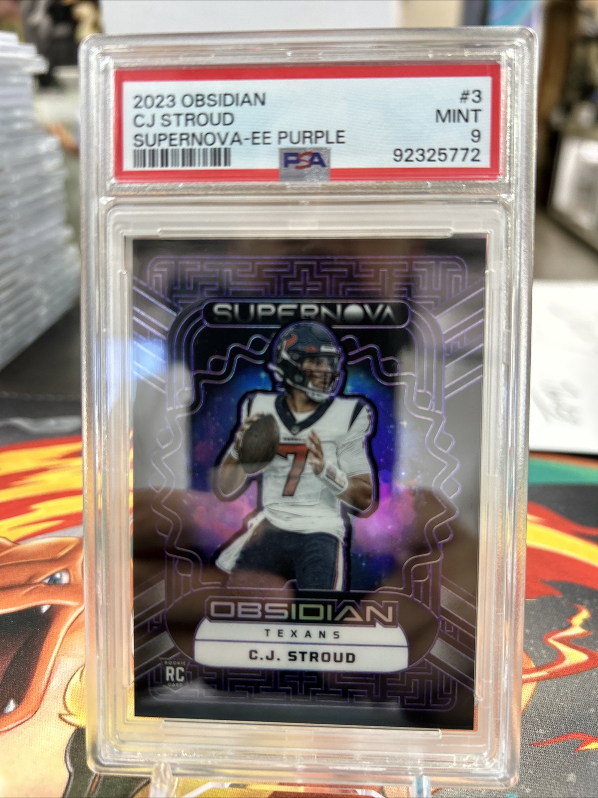 2023 Obsidian C.J. STROUD #3 Rookie SUPERNOVA EE Purple #/75 - PSA GEM MINT 9