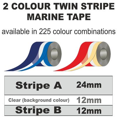48mm breit 24m Rolle 2 Farben 2 Streifen Marine Klebeband Mehrfarbig StreifenA50Z25B25