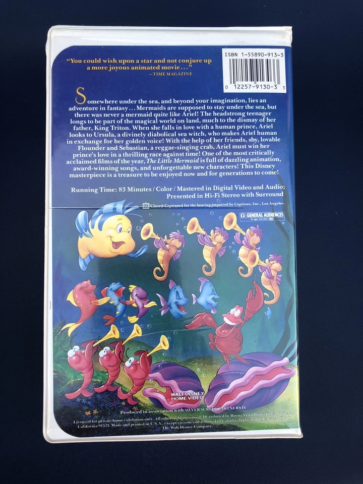 Disney VHS of “The Little Mermaid” VHS #913 BLACK DIAMOND with BANNED COVER - Image 3 of 4