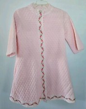 Junior Loungees Sz 11 Quilted Pink Floral Robe House Coat w/ Pockets
