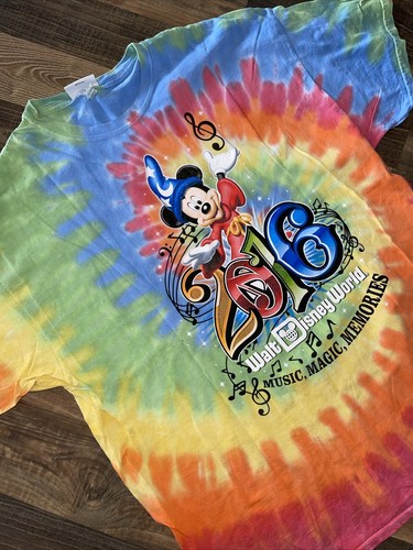 Disney Mickey Mouse T-Shirt Size XL Multicolor Tie Dye Crew Neck Cotton - Picture 2 of 12