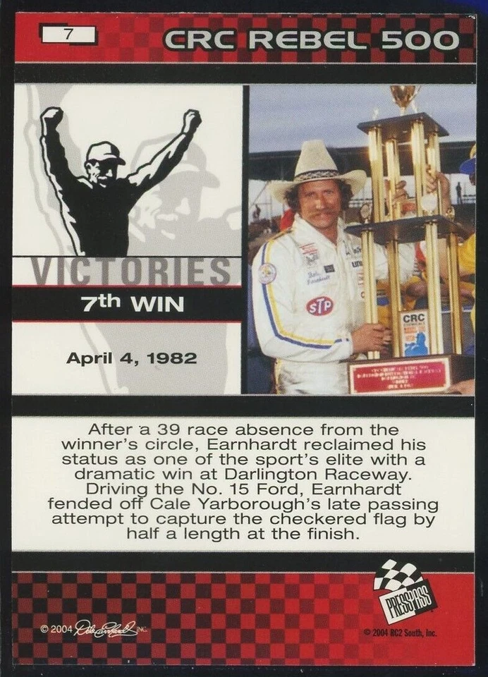 2004 Press Pass The Legacy Victories Dale Earnhardt CRC Rebel 500 Win #7 - Image 2 of 2