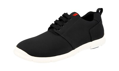 PRADA Leichte Nylon LINEA ROSSA Sneaker - 4E3055 Schwarz Weiss NEU -  9 43