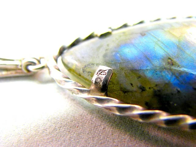 Anhänger Silber 925 mit große Labradorit 70er Jahre - Bild 2 von 2