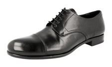 PRADA Cap Toe Derby Dress Shoes - Leather Sole - Black - NEW -  US 7.5 EU 40,5