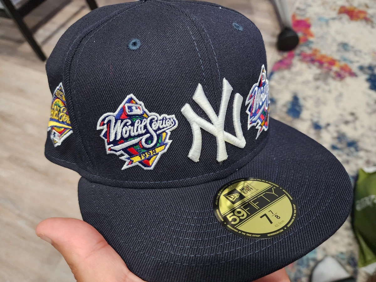 7 7/8 - New York NY Yankees 27x World Champions New Era Fitted Hat W/ Grey  UV