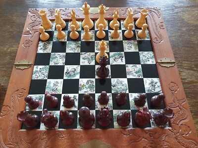 Original Staunton Schachfiguren  Rosenholz u. Buchsbaum Top Zustand Schach Chess