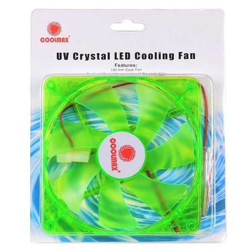 Green LED Case Fan 140mm UV Reactive 4-Pin - Image 2 of 3