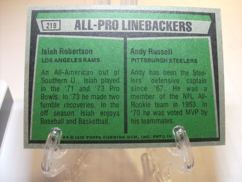 Tarjeta de fútbol americano Topps 1975 #219 1974 linebackers todo profesional (89899) - Imagen 2 de 2