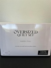  Southshore Fine Linens Vilano Spring 3 PC Quilt Set Black Full Queen NEW