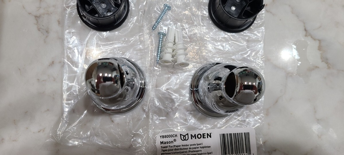 1pr Moen Mason YB8000CH Towel Bar Toilet Paper Holder POSTS Chrome Finish