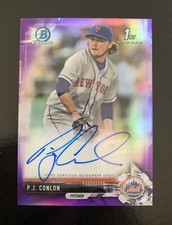 2017 Bowman Chrome PJ Conlon 1st Chrome Prospect Auto Purple 205/250 NY Mets