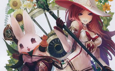Anime rabbits girls art 2d looking at viewer redhead CCG Gaming Mat Desk