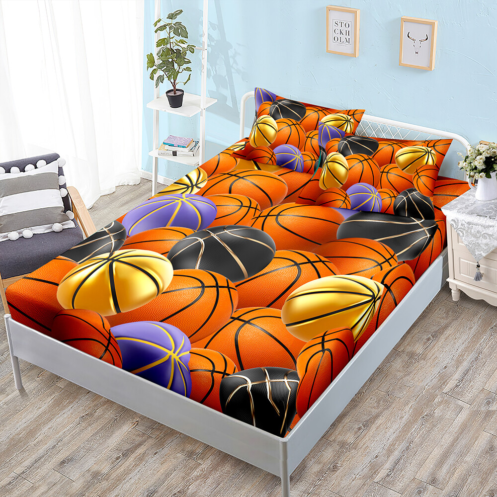 Mattress Protector Cover Fitted Sheet Set Soccer American Football Basketball-image