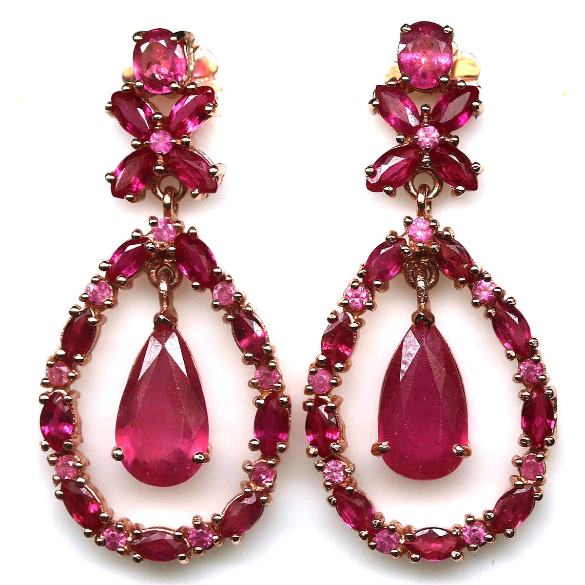 925 Sterling Silver Red Ruby & Pink Sapphire Earrings Rose Gold | eBay