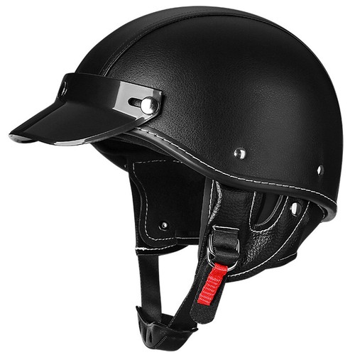 DOT Vintage Motorcycle Half Open Face Helmet Leather Scooter Off-road Helmet - Picture 6 of 43