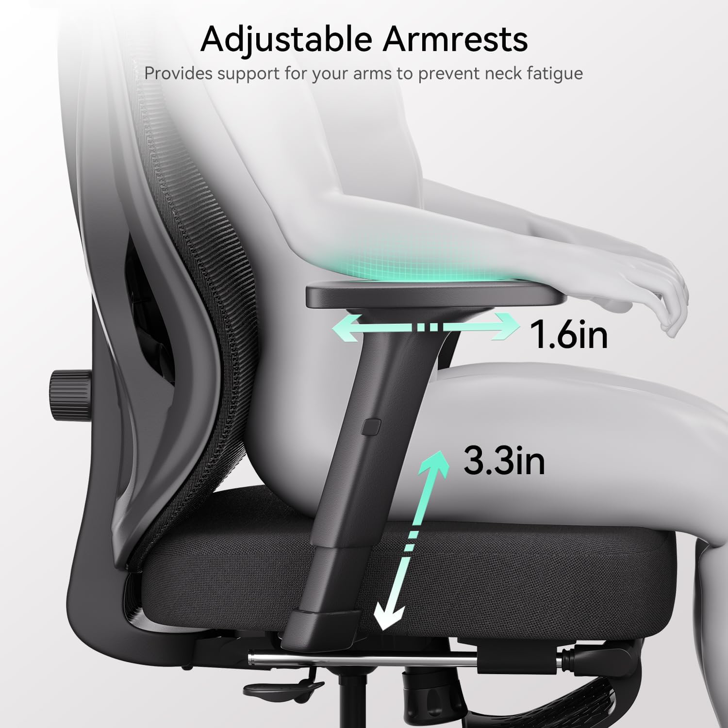 Hbada Ergonomic Office Chair, Desk Chair with Adjustable Lumbar Support