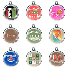 Football Glass Cabochon Charms