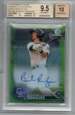 BGS 9.5 2016 Bowman Chrome Green Ref 10 AUTO Brendan Rodgers #d 1/99 ROCKIES